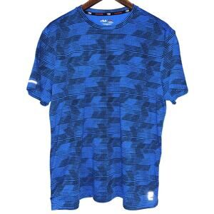 Fila Sport Blue Pattern Running Shirt Men's Large